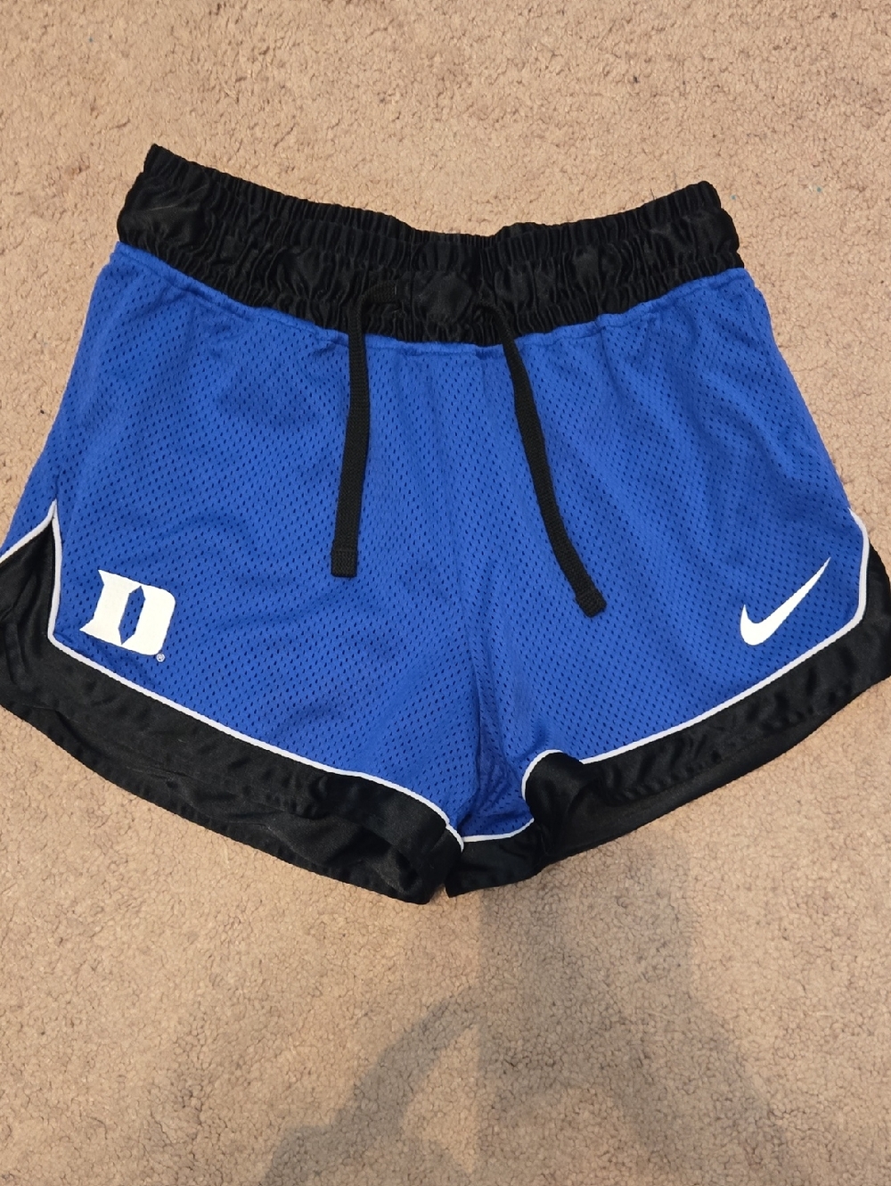 DUKE Nike Women’s Royal Blue and Black Jersey Mesh Athletic Shorts Small